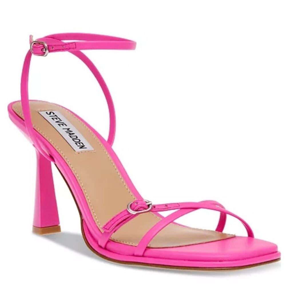 Steve Madden Shoes Women's SZ 7.5 Pink Zarya Leather Strappy Heel Dress Sandals